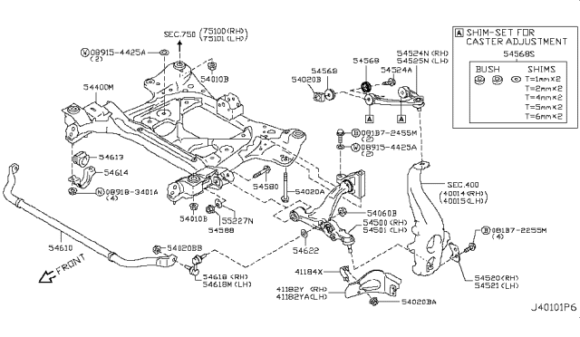 2012 Nissan GT-R Link Complete-Transverse,Rh Diagram for 54500-KB50A