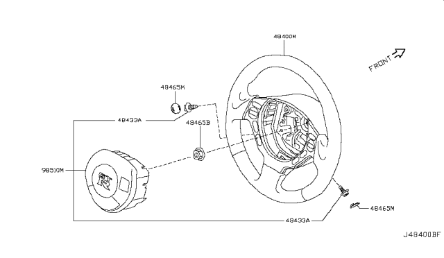 2015 Nissan GT-R Steering Wheel Assembly Without Pad Diagram for 48430-89S0A