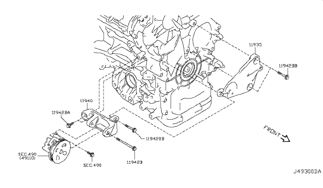 2013 Nissan GT-R Power Steering Pump Mounting Diagram
