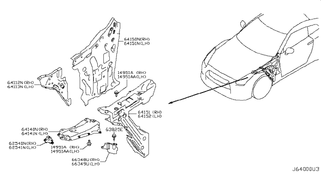 2014 Nissan GT-R Hood Ledge & Fitting Diagram 2