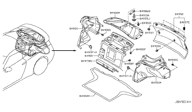 2018 Nissan GT-R FINISHER Trunk Front Diagram for 84910-KB50A