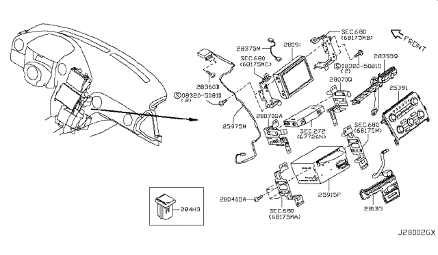 2016 Nissan GT-R Antenna Assy-Gps Diagram for 25975-JF62B