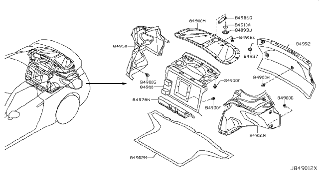 2015 Nissan GT-R Trunk & Luggage Room Trimming Diagram 1