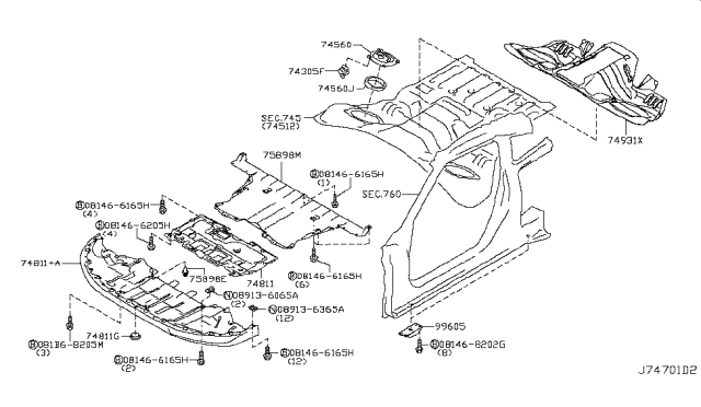 2016 Nissan GT-R Floor Fitting Diagram 1