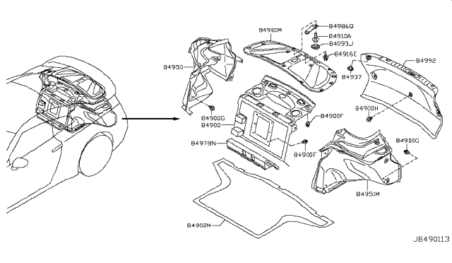 2014 Nissan GT-R Carpet-Trunk Floor Diagram for 84902-KB50A