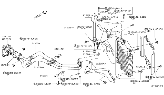 2009 Nissan GT-R Bracket-Pipe Diagram for 21311-JF00A