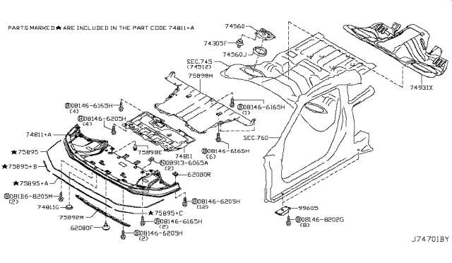 2015 Nissan GT-R Cover-Under,Engine Diagram for 75830-89S0A