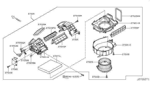 2018 Nissan GT-R Motor Assembly - Blower W/CASE Diagram for 27225-JK61A