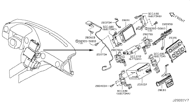 2011 Nissan GT-R Switch Assy-Preset Diagram for 25391-JF30B
