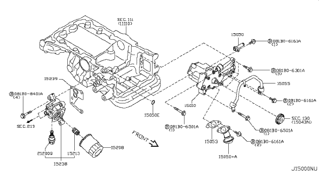 2019 Nissan GT-R Gasket-Oil Strainer Diagram for 15053-JF00A