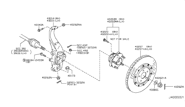 2016 Nissan GT-R Hub Assembly Road Wheel Diagram for 40202-KB50A
