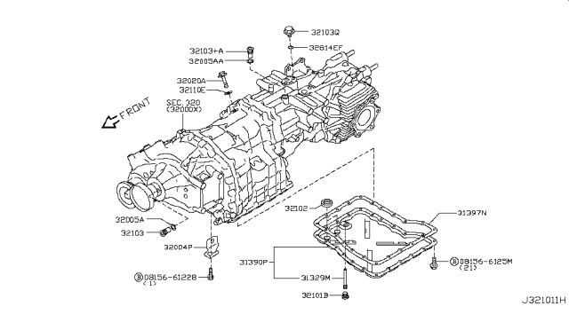 2010 Nissan GT-R Transmission Case & Clutch Release Diagram 1