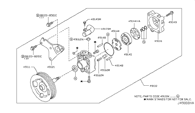 2013 Nissan GT-R Pump Assy-Power Steering Diagram for 49110-JF00A