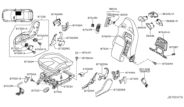 2017 Nissan GT-R Cushion Assy-Front Seat Diagram for 87300-80B9A