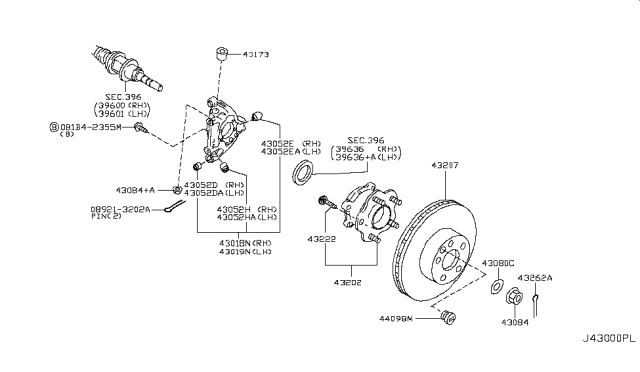 2012 Nissan GT-R Rotor-Disc Brake,Rear Diagram for 43206-JF20A
