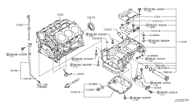 2016 Nissan GT-R Cylinder Block & Oil Pan Diagram 1