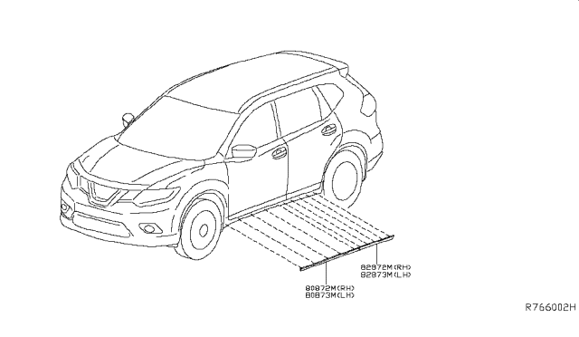 2015 Nissan Rogue Moulding-Rear Door,LH Diagram for 82877-5HA0A