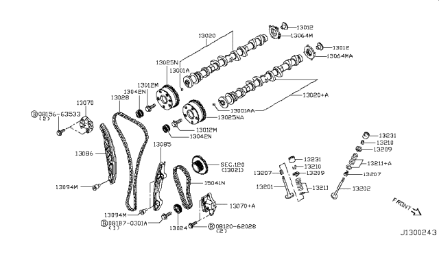 2015 Nissan Rogue Tensioner Assy-Chain Diagram for 13070-3TU0A