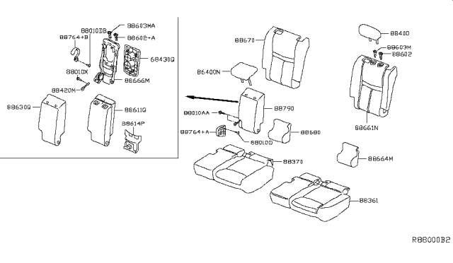 2015 Nissan Rogue Cup Holder Assembly Diagram for 88337-4CP1B