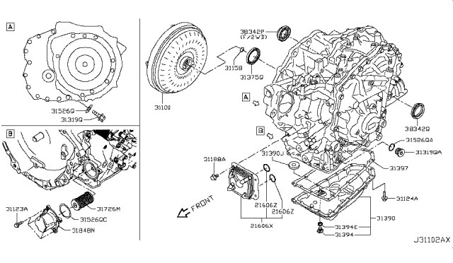 2014 Nissan Rogue Torque Converter,Housing & Case Diagram