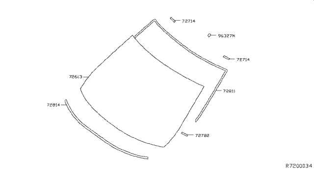 2017 Nissan Rogue Moulding-Windshield Upper,Center Diagram for 72752-5HA0A