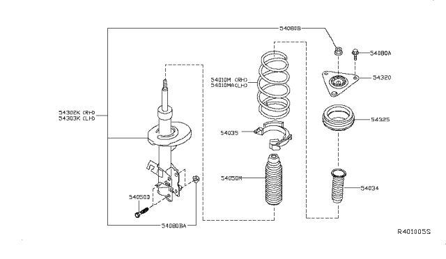 2019 Nissan Rogue Spring-Front Diagram for 54010-5HA2B