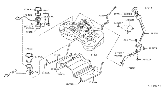 2015 Nissan Rogue Filler Cap Assembly Diagram for 17251-4BA0A