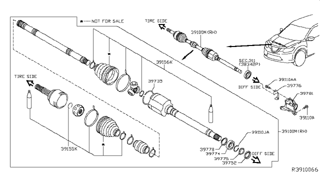 2015 Nissan Rogue Front Drive Shaft (FF) Diagram 2