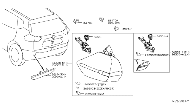 2016 Nissan Rogue Rear Combination Lamp Diagram 2