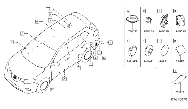 2016 Nissan Rogue Body Side Fitting Diagram 3