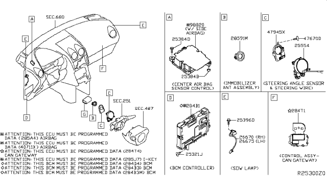 2019 Nissan Rogue Steering Wire Assembly Diagram for 25554-5HK0C