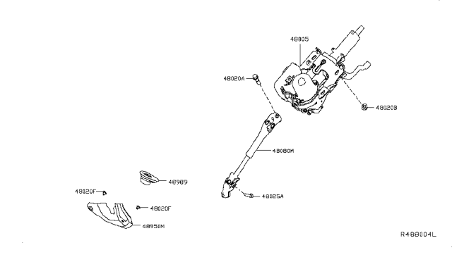 2019 Nissan Rogue Joint Assy-Steering Column,Lower Diagram for 48080-4BA0A