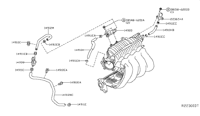 2019 Nissan Rogue Evapo Control Hose Diagram for 14912-7FW0A