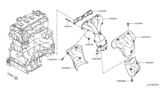 2016 Nissan Rogue Cover-Exhaust Manifold Diagram for 16590-3TA0B