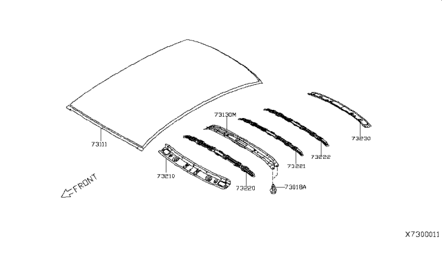 2013 Nissan Versa Roof Panel & Fitting Diagram