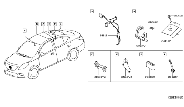2015 Nissan Versa Microphone Unit-Telephone Diagram for 28336-1VZ3B
