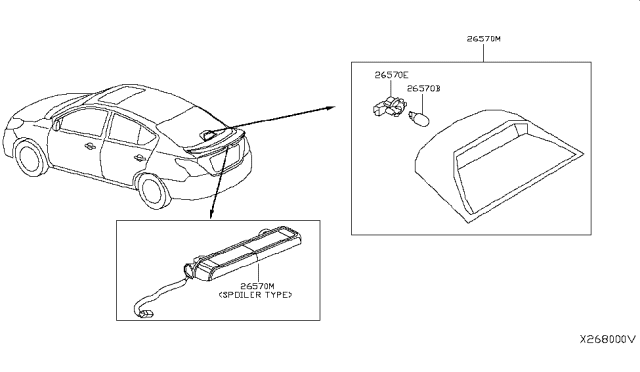 2013 Nissan Versa Lamp Assembly-Stop,High Mounting Diagram for 26590-3AA0C
