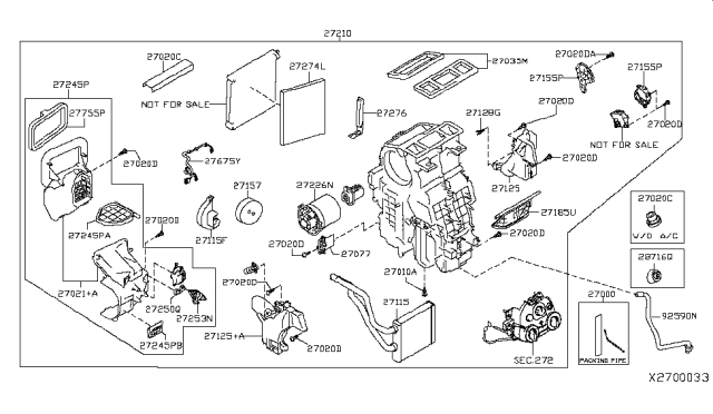 2015 Nissan Versa Blower Assembly-Air Conditioner Diagram for 27210-9KF0A