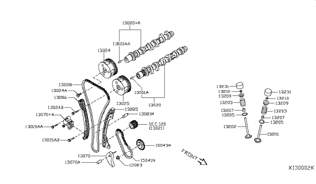 2015 Nissan Versa TENSIONER Chain Diagram for 13070-3HC0A