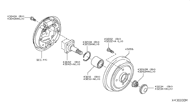 2013 Nissan Versa Nut-Lock,Rear Wheel Bearing Diagram for 43262-1HA0A