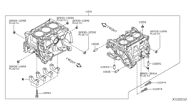 2014 Nissan Versa Cylinder Block & Oil Pan Diagram 4