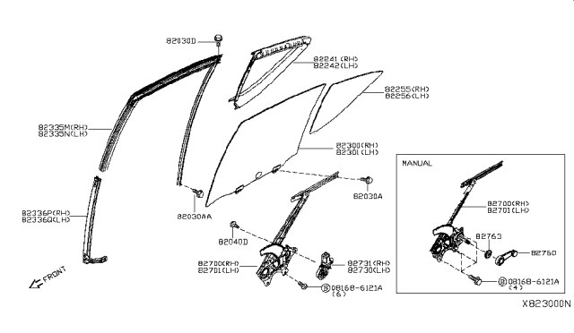 2013 Nissan Versa Motor&Gear Assembly-Regulator RH Diagram for 82730-1HL0A