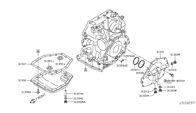 2014 Nissan Versa Seal-O Ring Diagram for 31526-1XK0A