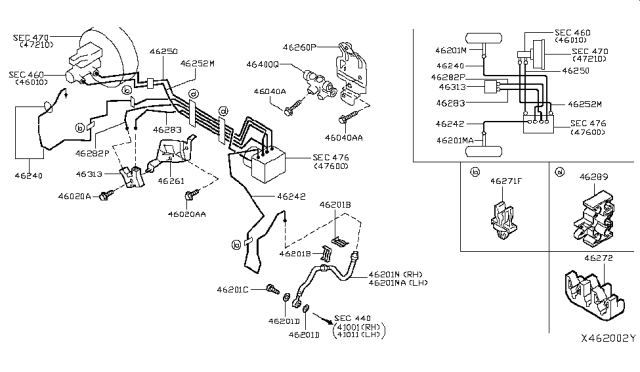 2012 Nissan Versa Brake Piping & Control Diagram 2
