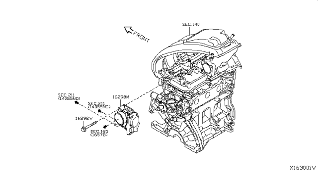 2015 Nissan Versa Throttle Chamber Assembly Diagram for 16119-3AN0C