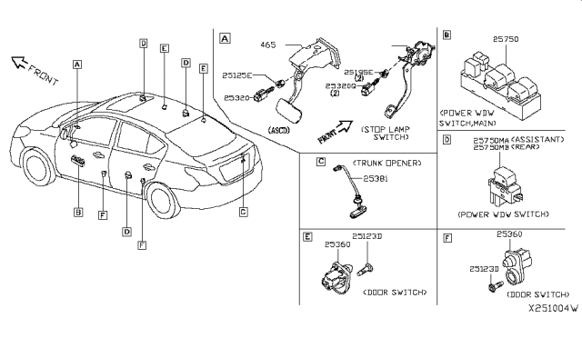 2017 Nissan Versa Switch Assy-Trunk Opener Diagram for 25380-9W50A