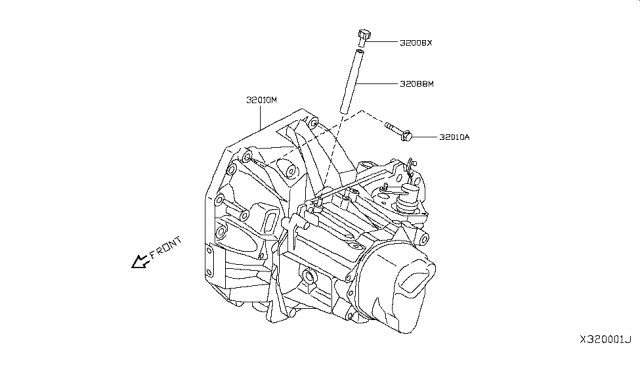 2012 Nissan Versa Manual Transmission, Transaxle & Fitting Diagram 1