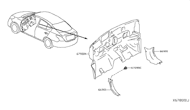 2014 Nissan Versa Finisher-Dash Side,RH Diagram for 66900-9KA0A