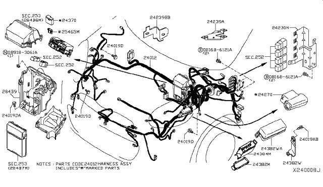 2014 Nissan Versa Harness Assy-Engine Room Diagram for 24012-9KK5B