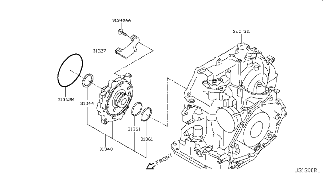 2019 Nissan Versa Pump Assembly-Oil Diagram for 31340-3MX0A